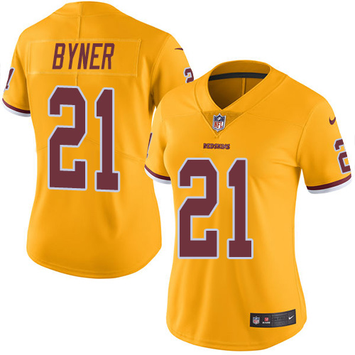 Women's Limited Earnest Byner Nike Jersey Gold - #21 Rush NFL Washington Redskins